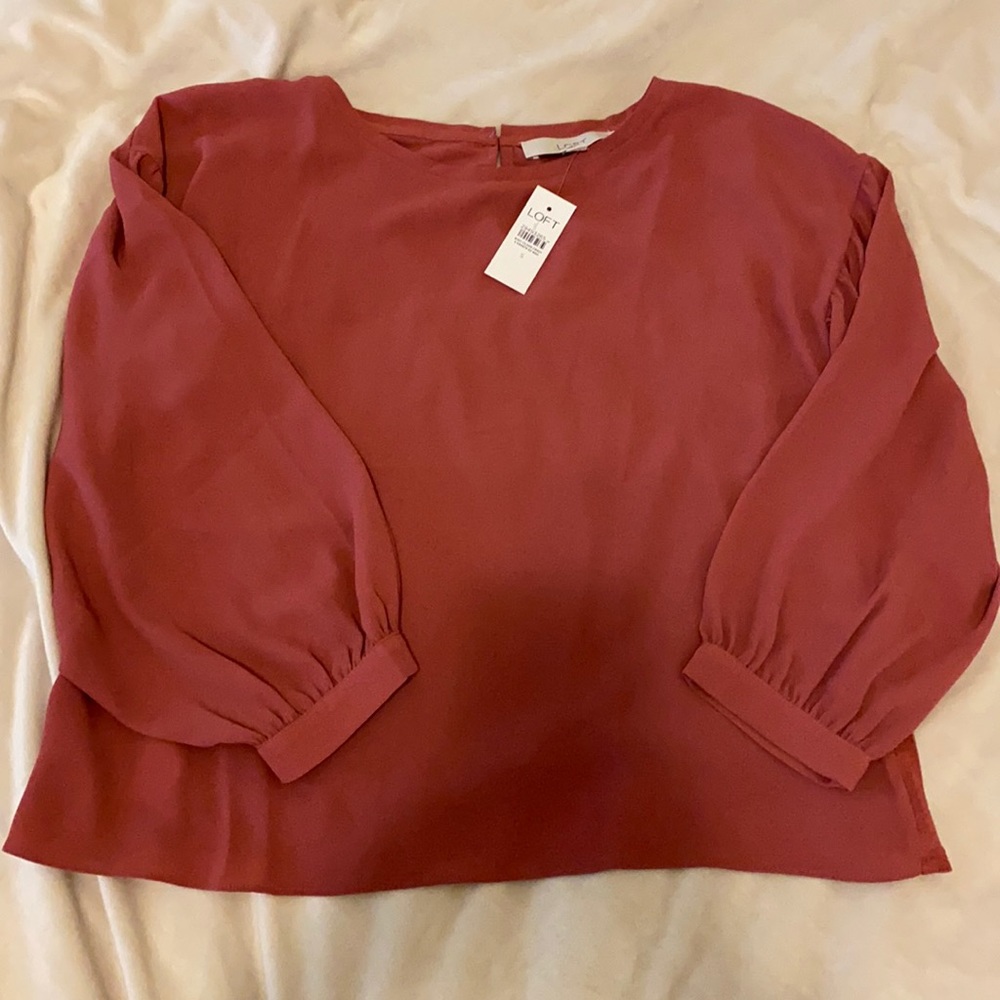 NWT LOFT Size Small Mixed Media Crop Blouse
